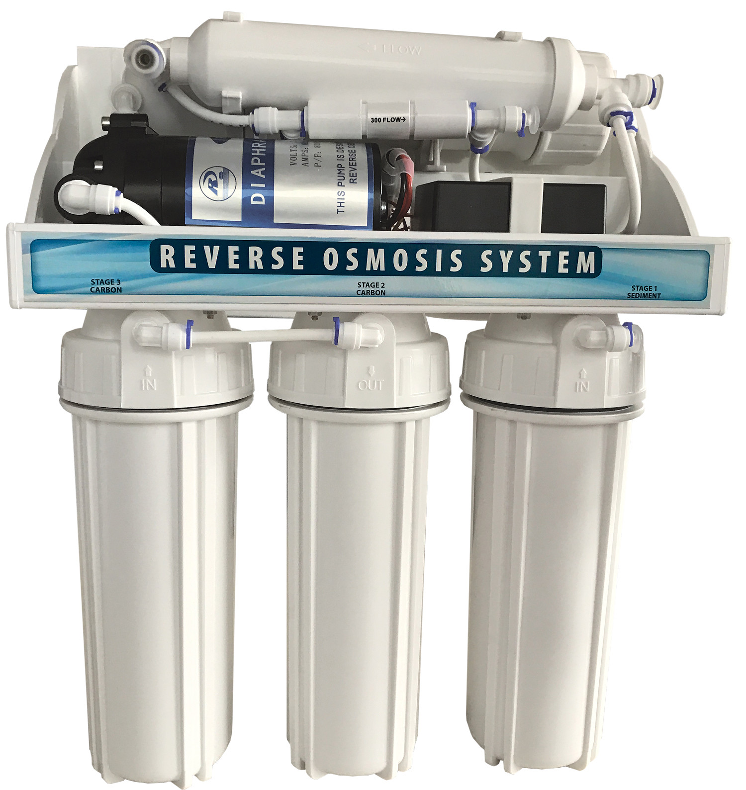 Sistema De Ósmosis Inversa 75 GPG 5 etapas RO75BP Aqua Flo® con bomba