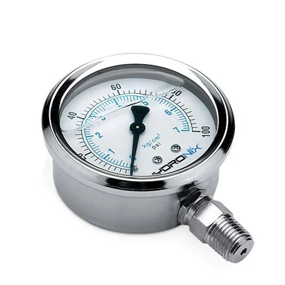 PG25100L Manómetro Glicerina Caratula 2.5" 0-100 psi NPT acero Inox.