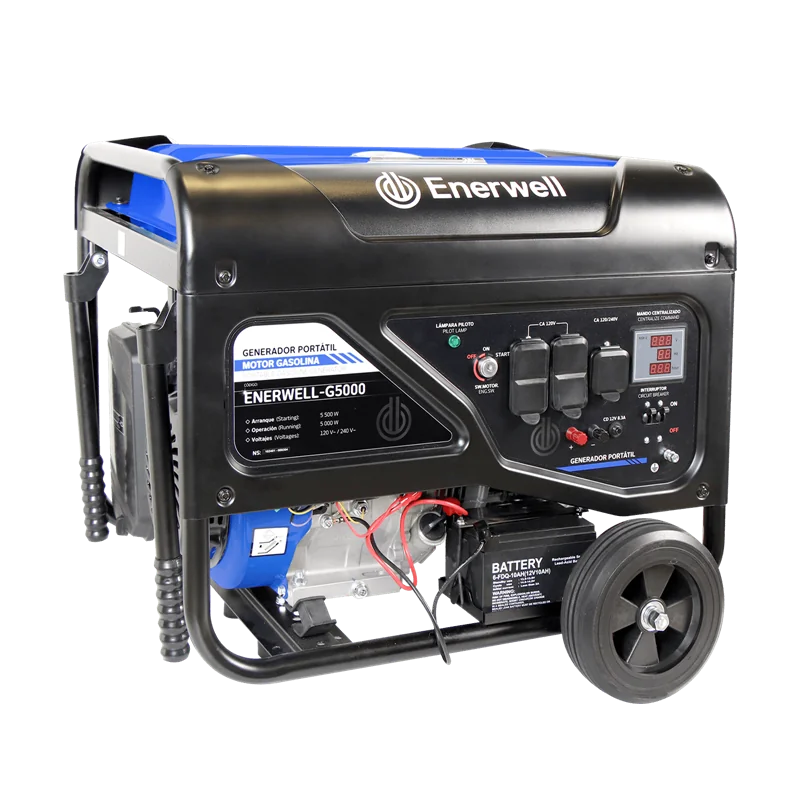 Generador electrico portátil ENERWELL-G5000 5000 Watts a gasolina Generador electrico portátil ENERWELL-G5000 5000 Watts a gasolina