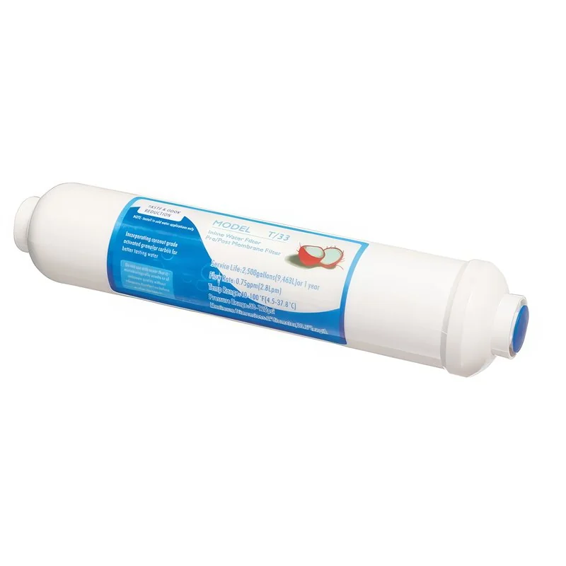 T-33 Filtro Cartucho De Carbón Activado Granular En Línea 2.5" X 10" T-33 Filtro Cartucho De Carbón Activado Granular En Línea 2.5" X 10"