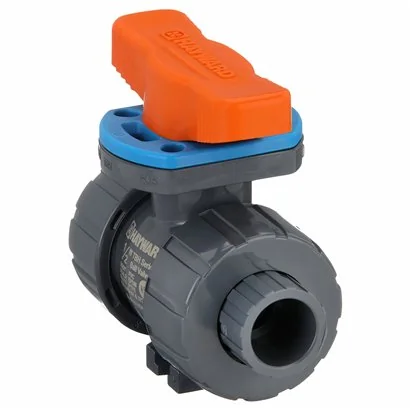 Válvula bola doble tuerca unión TBH, Hayward, PVC,1/2“, EPDM, Cem-Ros.