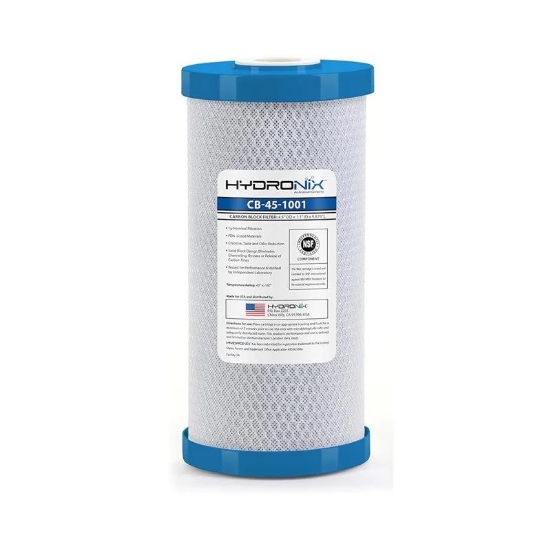 Hydronix CB-45-1001 NSF 4.5" x 10" Filtro Carbón En bloque 1 Micra | CB-45-1001 | Hydronix